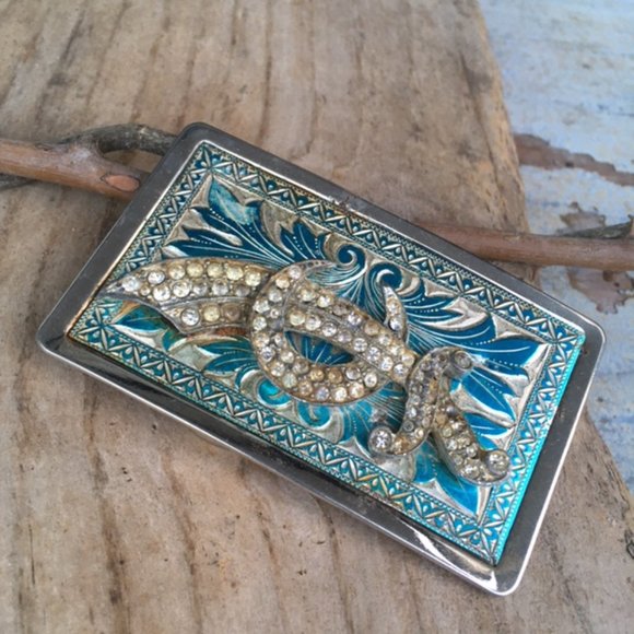 One-of-a-Kind Vintage Cowgirl Cowboy Bling Belt Buckle - Picture 10 of 12